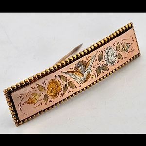 Antique 14k Gold Bird Flower Brooch Pin-Estate Jewelry 4.7gm